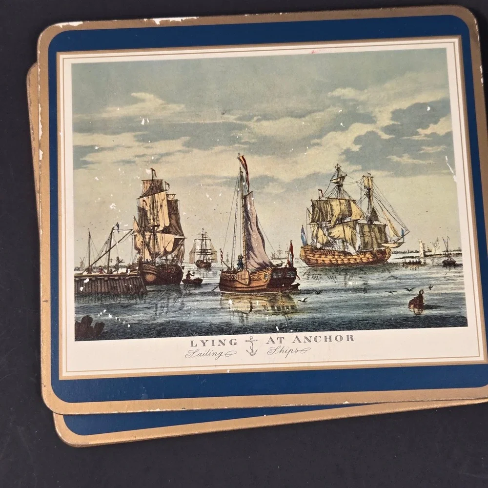 Vintage Pimpernel Sailing Ships Cork Backed Placemats Set of 6 Made in UK